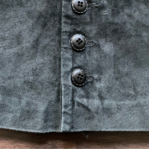 Vintage Black Leather Button Front Mini Skirt Women's 7/8 - Picture 2 of 11